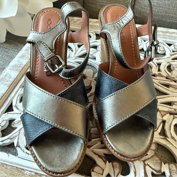 Coach Platform Wedge Heels Sandals Shoes Women’s 8 - Picture 6 of 11
